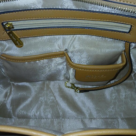 Michael Kors Selma Large Saffiano Leather Satchel Tan Hand Bag - Picture 5 of 8